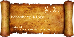 Hohenberg Kinga névjegykártya